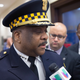 Eddie Johnson speaks to the press after being sworn in as Chicago police superintendent April 13, 2016, in Chicago.
Scott Olson/Getty Images